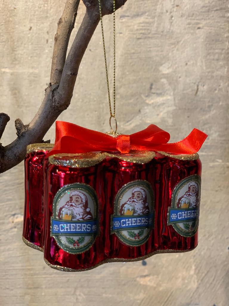 Bier 6-pack met rode strik