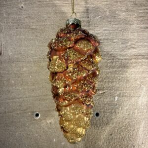 kerstornament dennenappel bruin goud