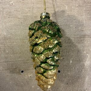 kerstornament dennenappel groen goud